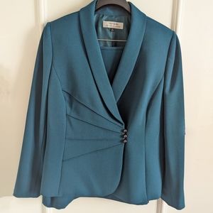 Teal Tahari  2 Piece Jacket and Skirt Suit Set